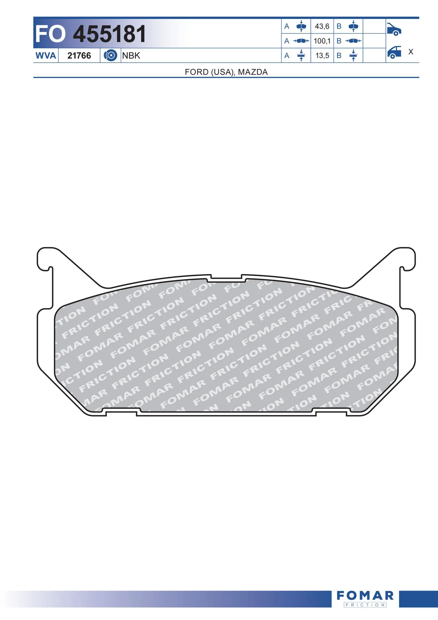 Brake Pad Set, disc brake FO 455181