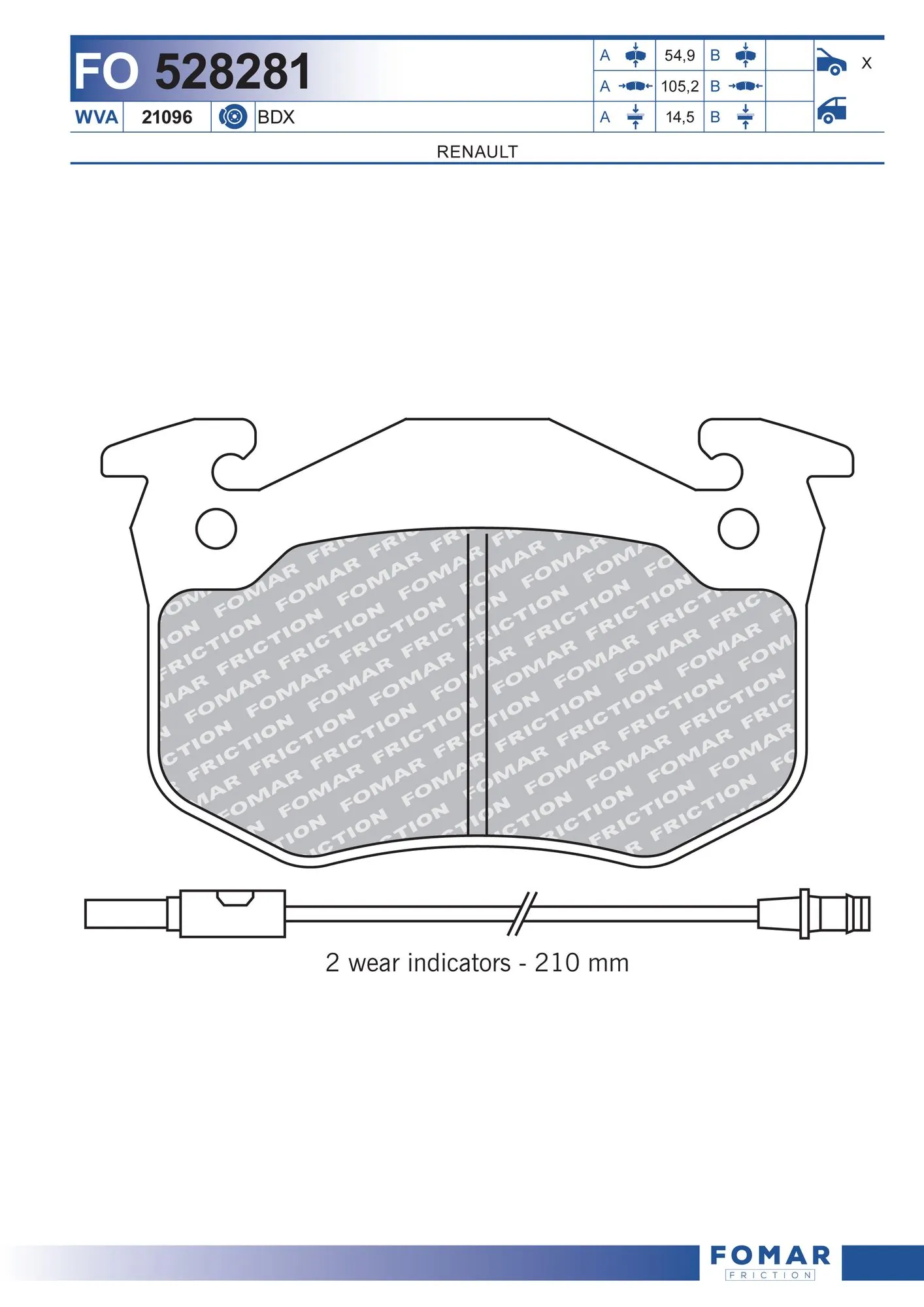 Brake Pad Set, disc brake FO 528281