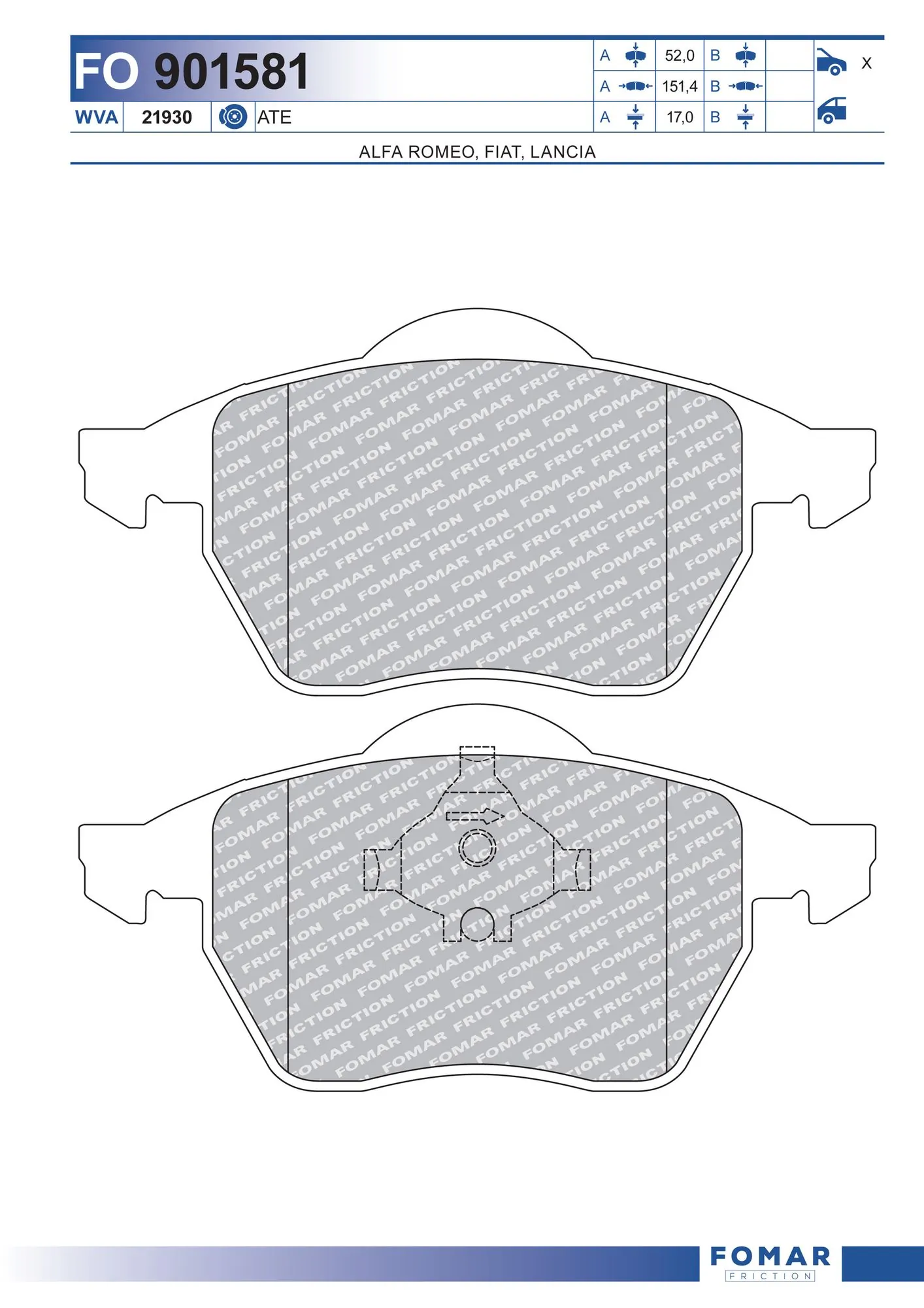 Brake Pad Set, disc brake FO 901581