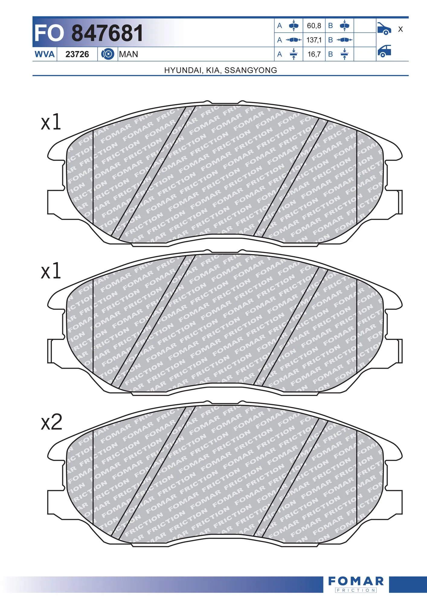 Brake Pad Set, disc brake FO 847681