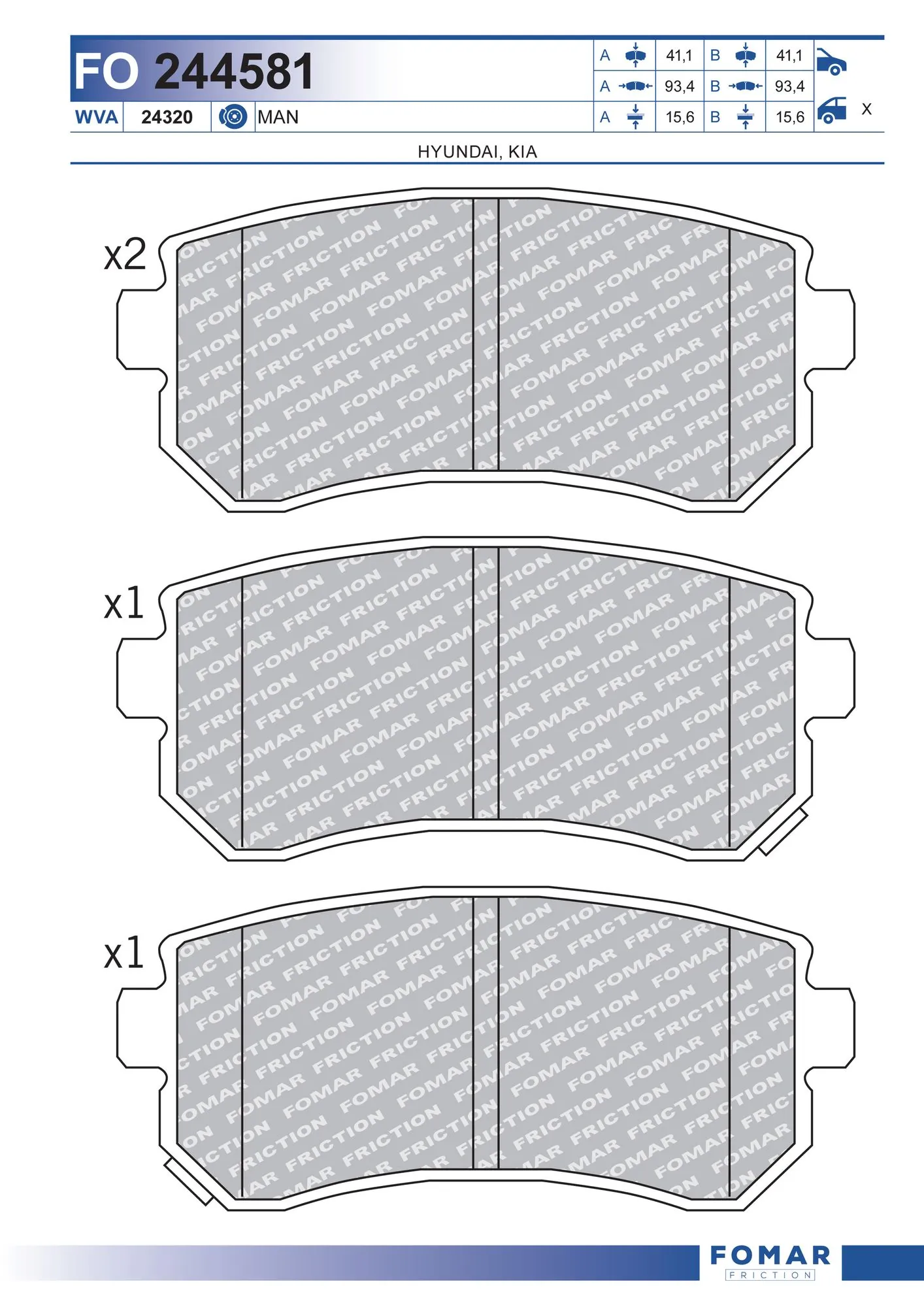 Brake Pad Set, disc brake FO 244581