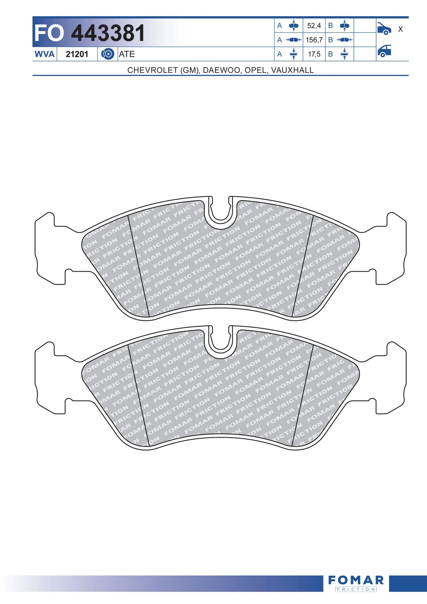 Brake Pad Set, disc brake FO 443381