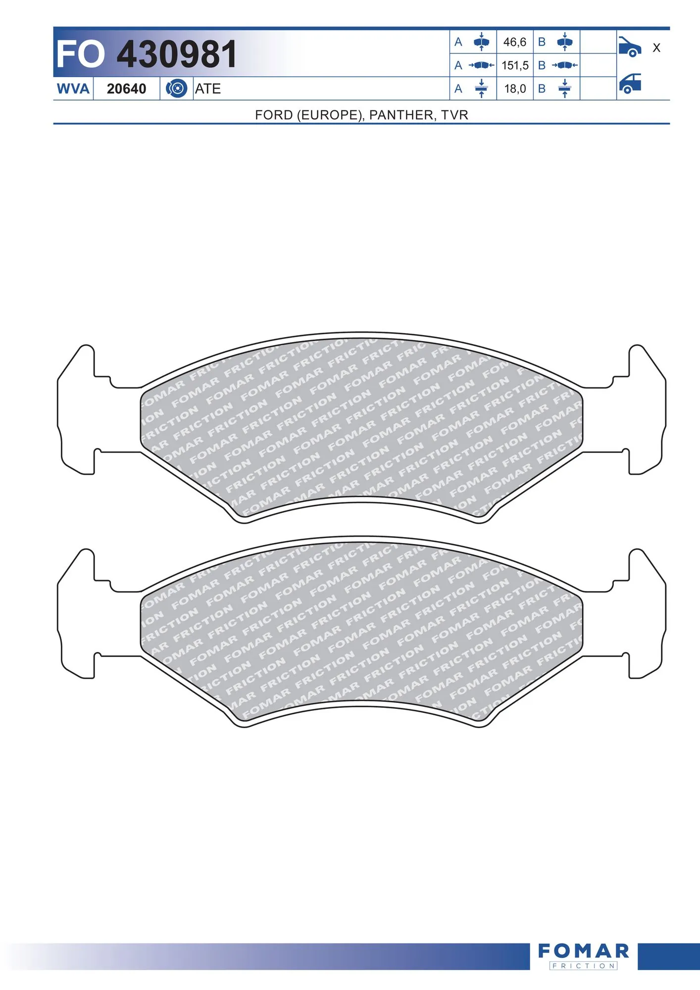 Brake Pad Set, disc brake FO 430981