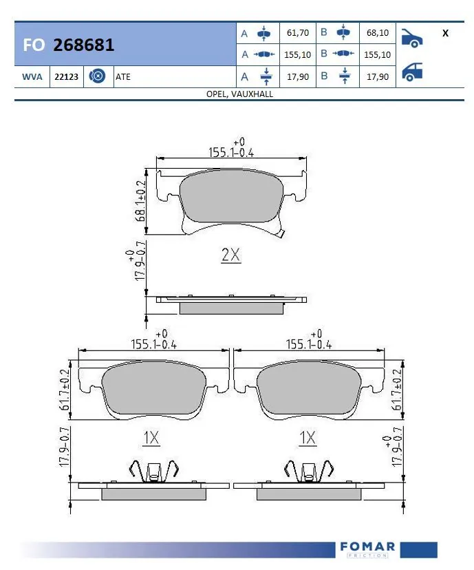 Brake Pad Set, disc brake FO 268681