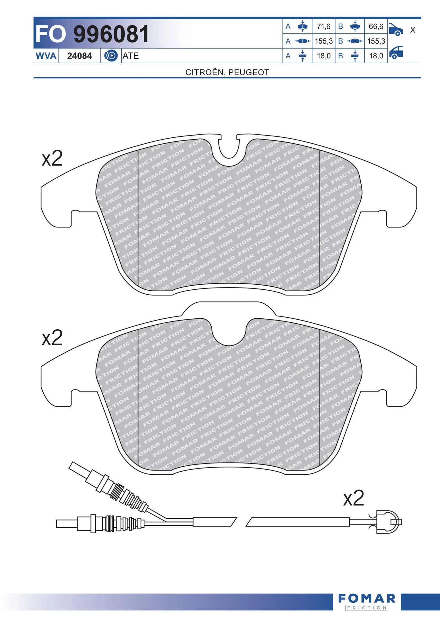 Brake Pad Set, disc brake FO 996081