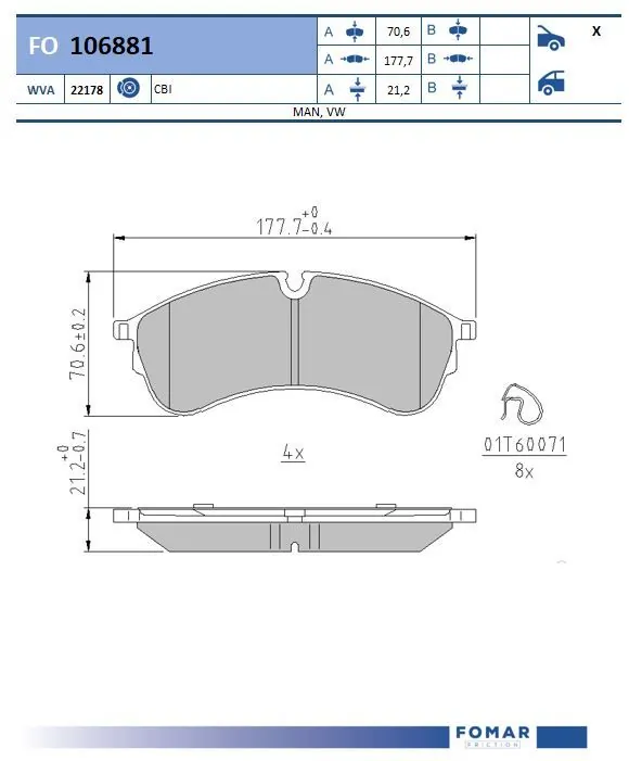 Brake Pad Set, disc brake FO 106881