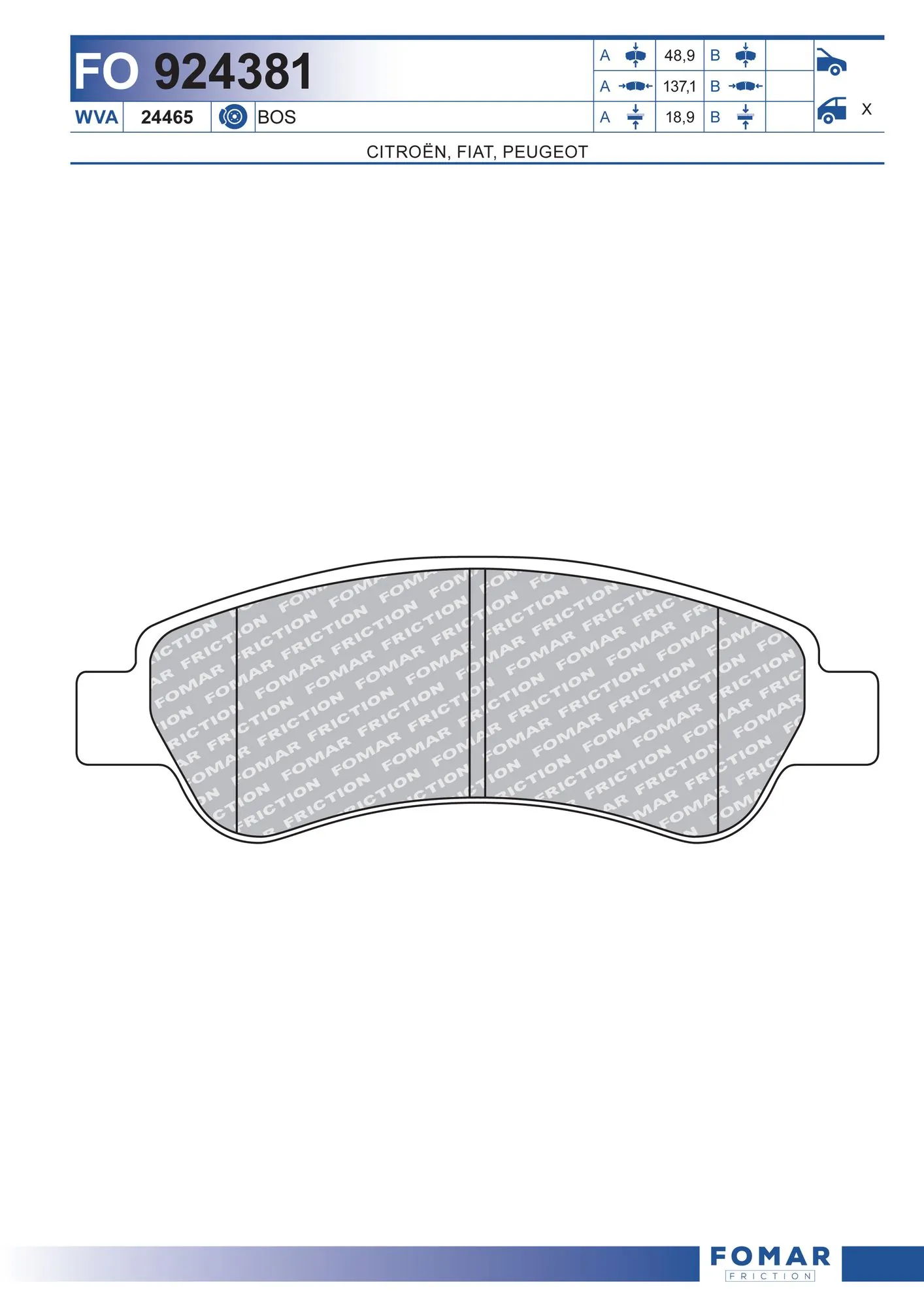 Brake Pad Set, disc brake FO 924381