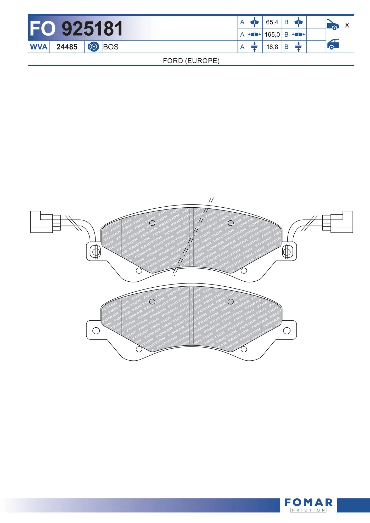 Brake Pad Set, disc brake FO 925181