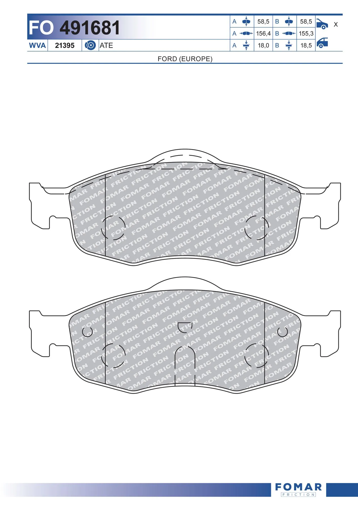 Brake Pad Set, disc brake FO 491681