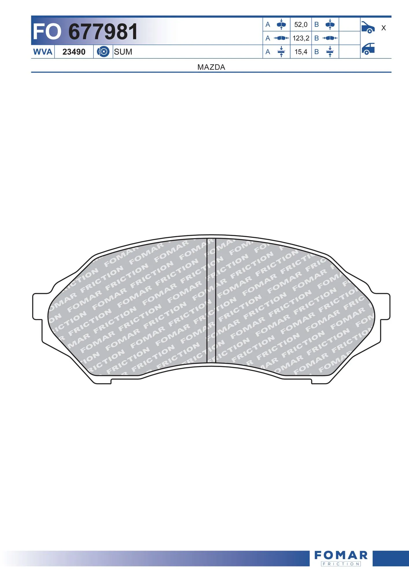 Brake Pad Set, disc brake FO 677981