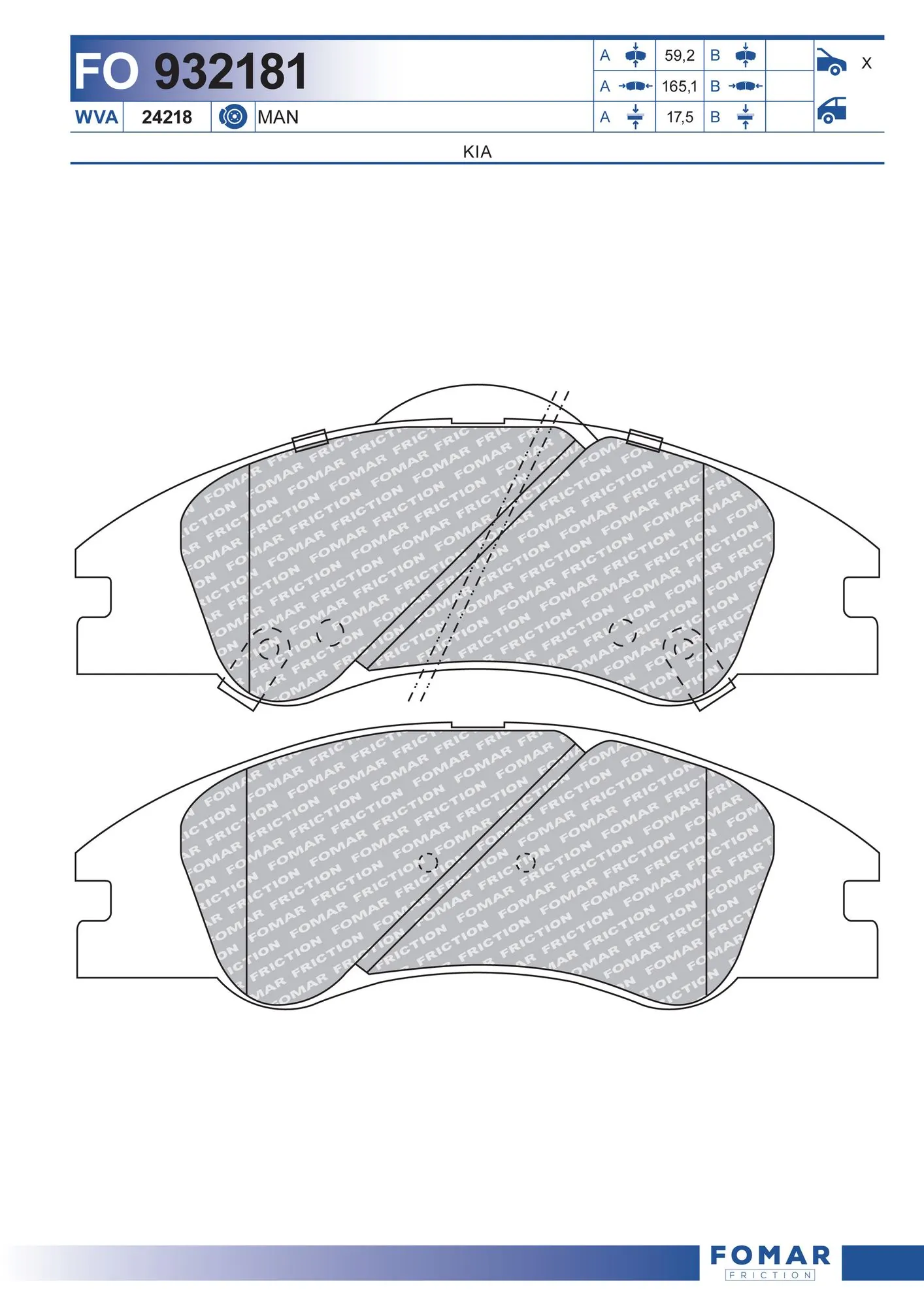 Brake Pad Set, disc brake FO 932181