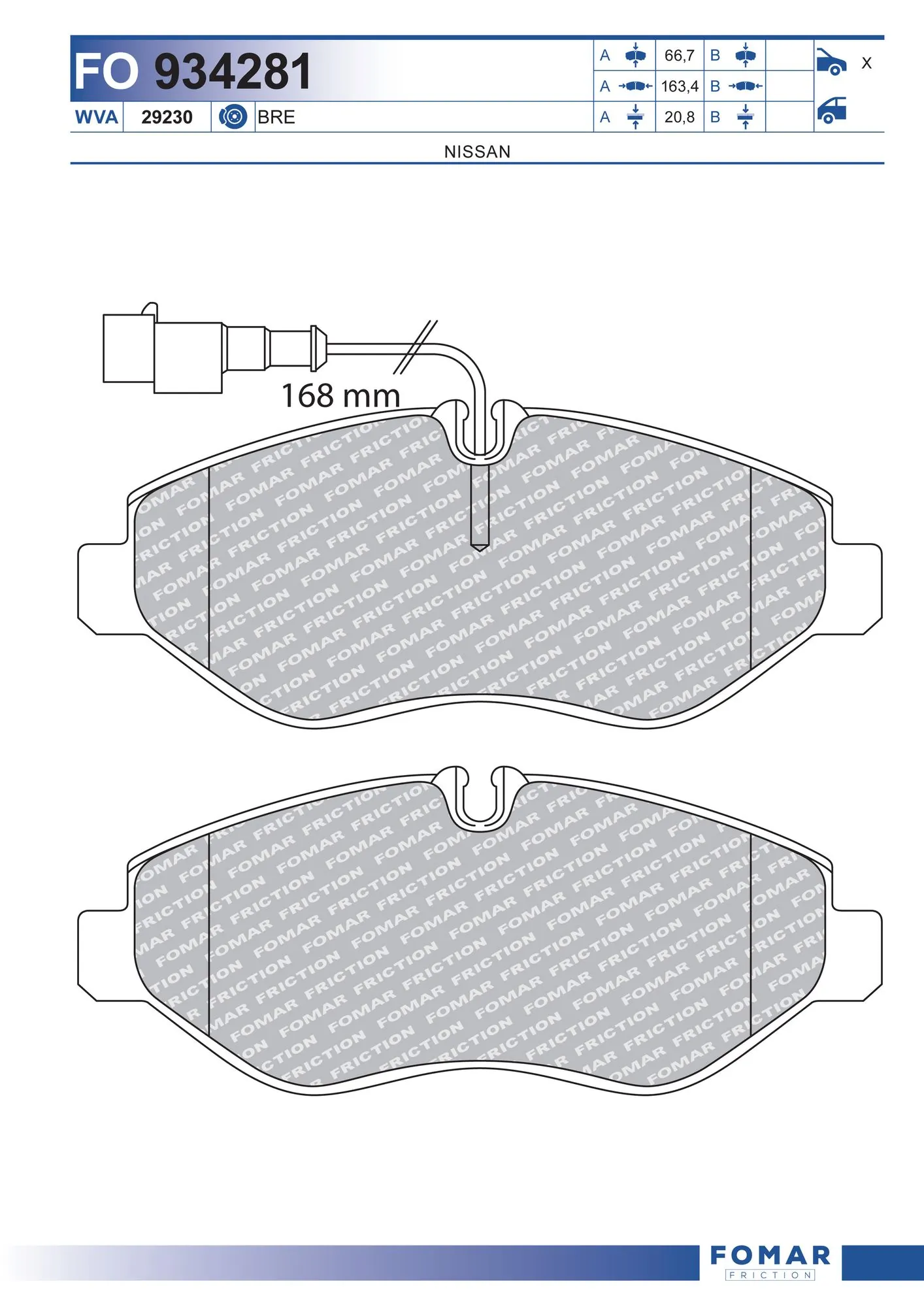 Brake Pad Set, disc brake FO 934281