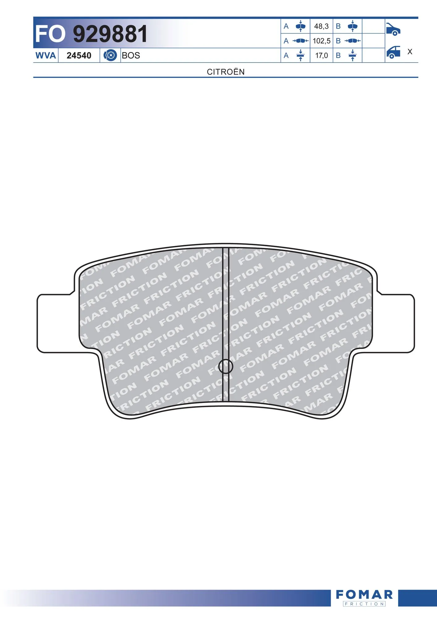 Brake Pad Set, disc brake FO 929881