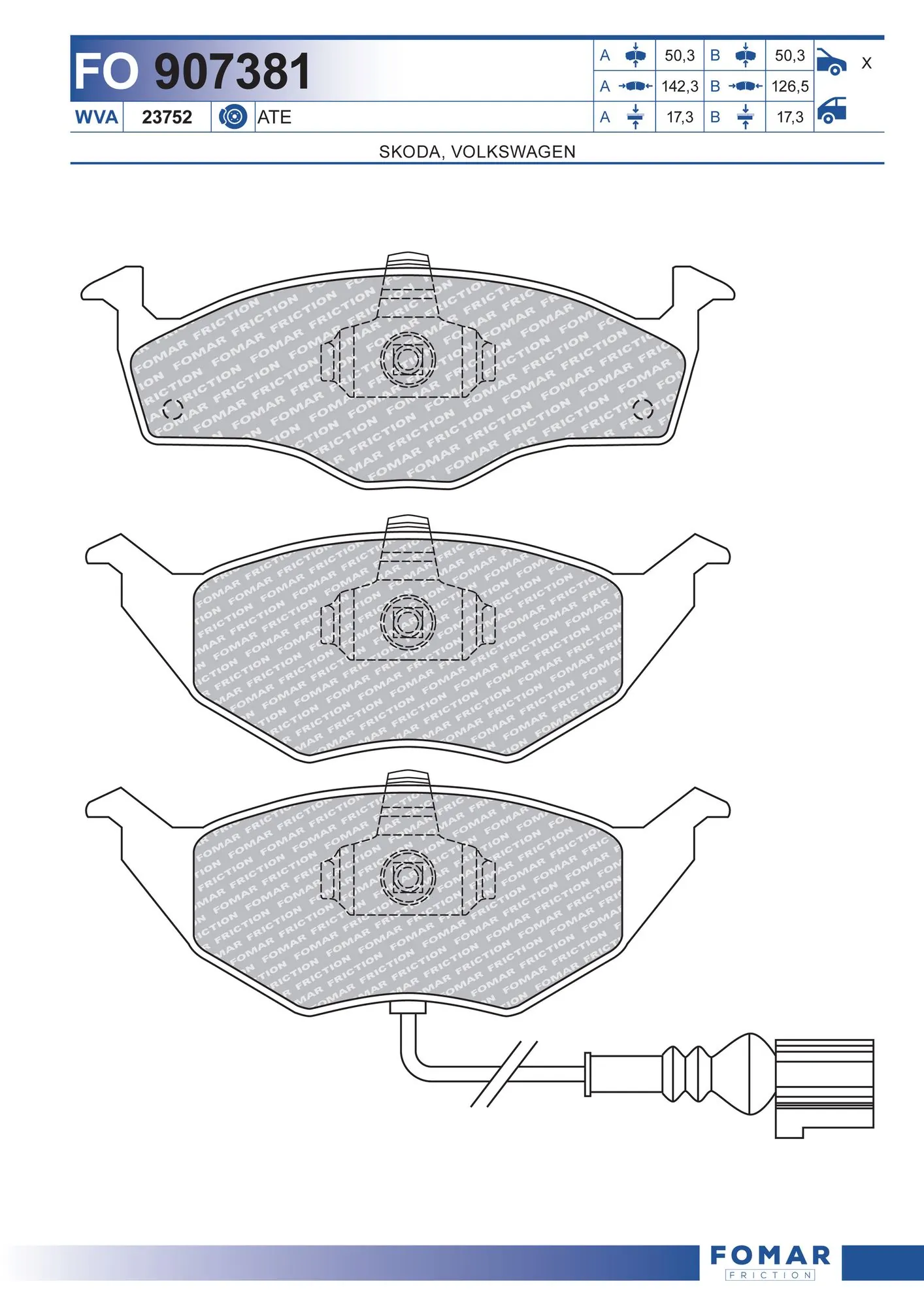 Brake Pad Set, disc brake FO 907381