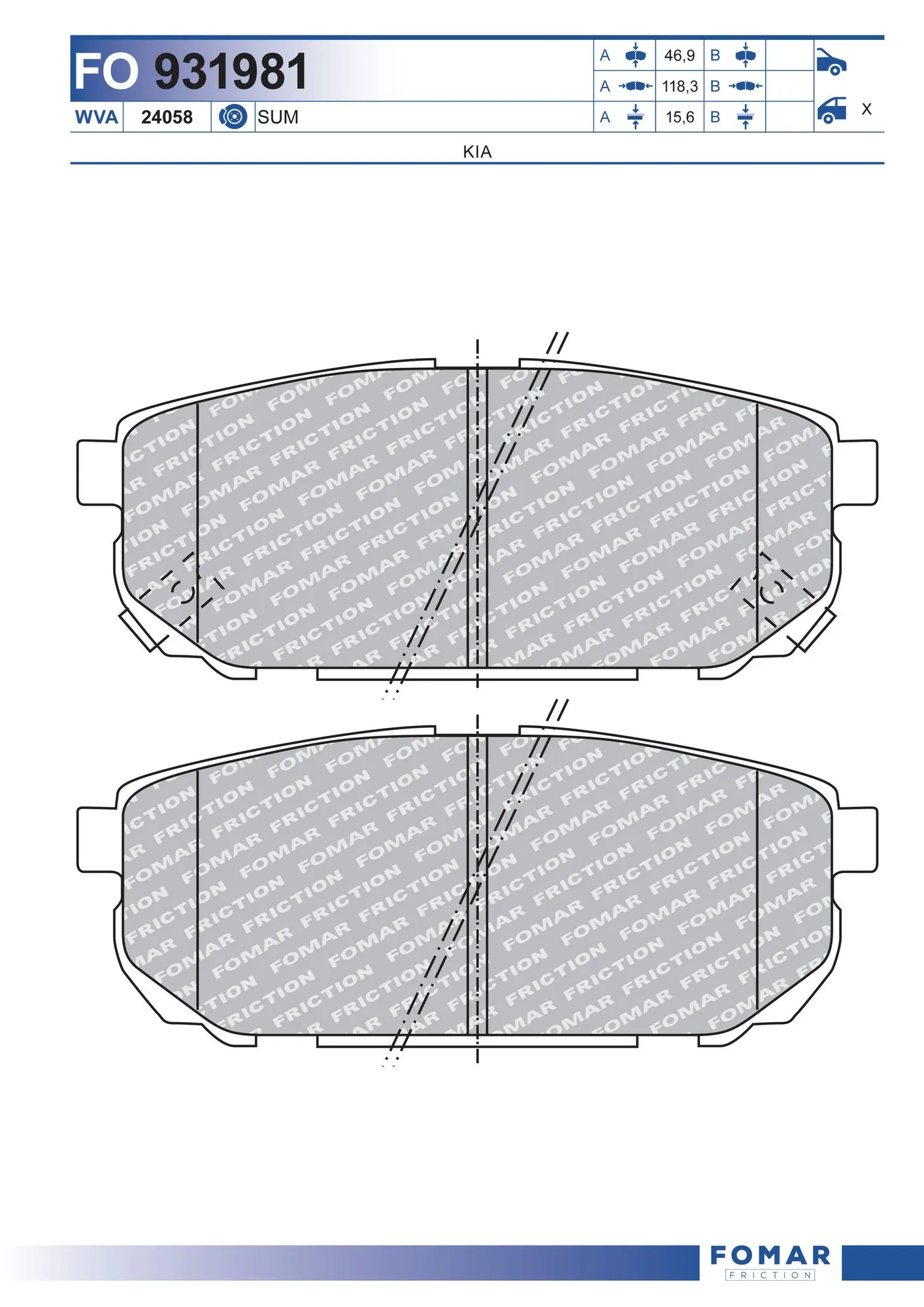 Brake Pad Set, disc brake FO 931981