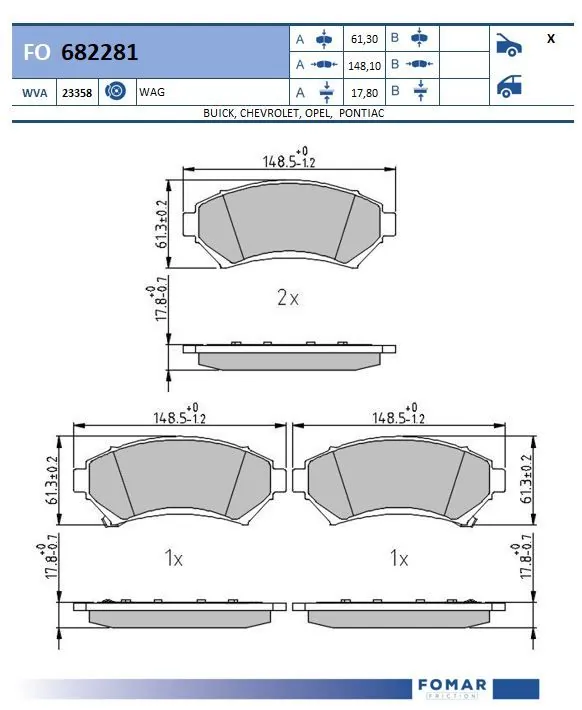 Brake Pad Set, disc brake FO 682281