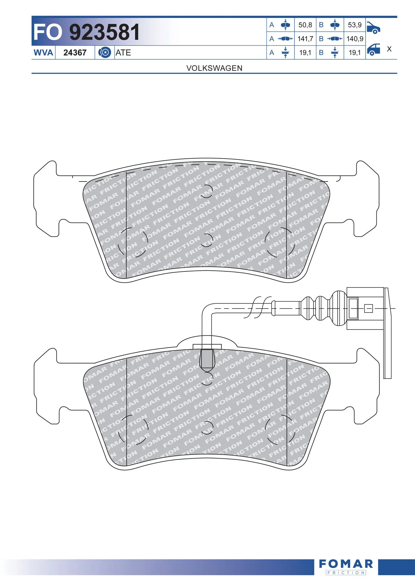 Brake Pad Set, disc brake FO 923581