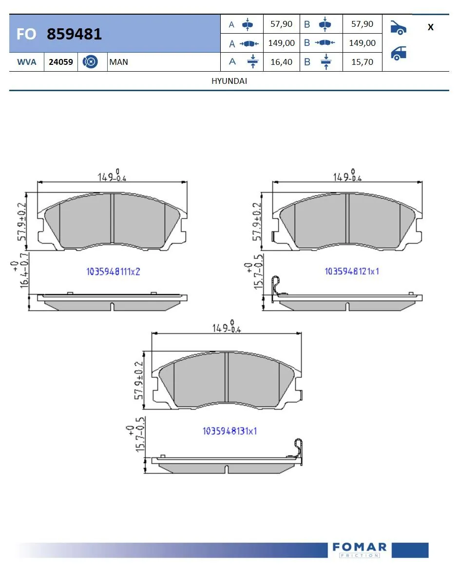 Brake Pad Set, disc brake FO 859481