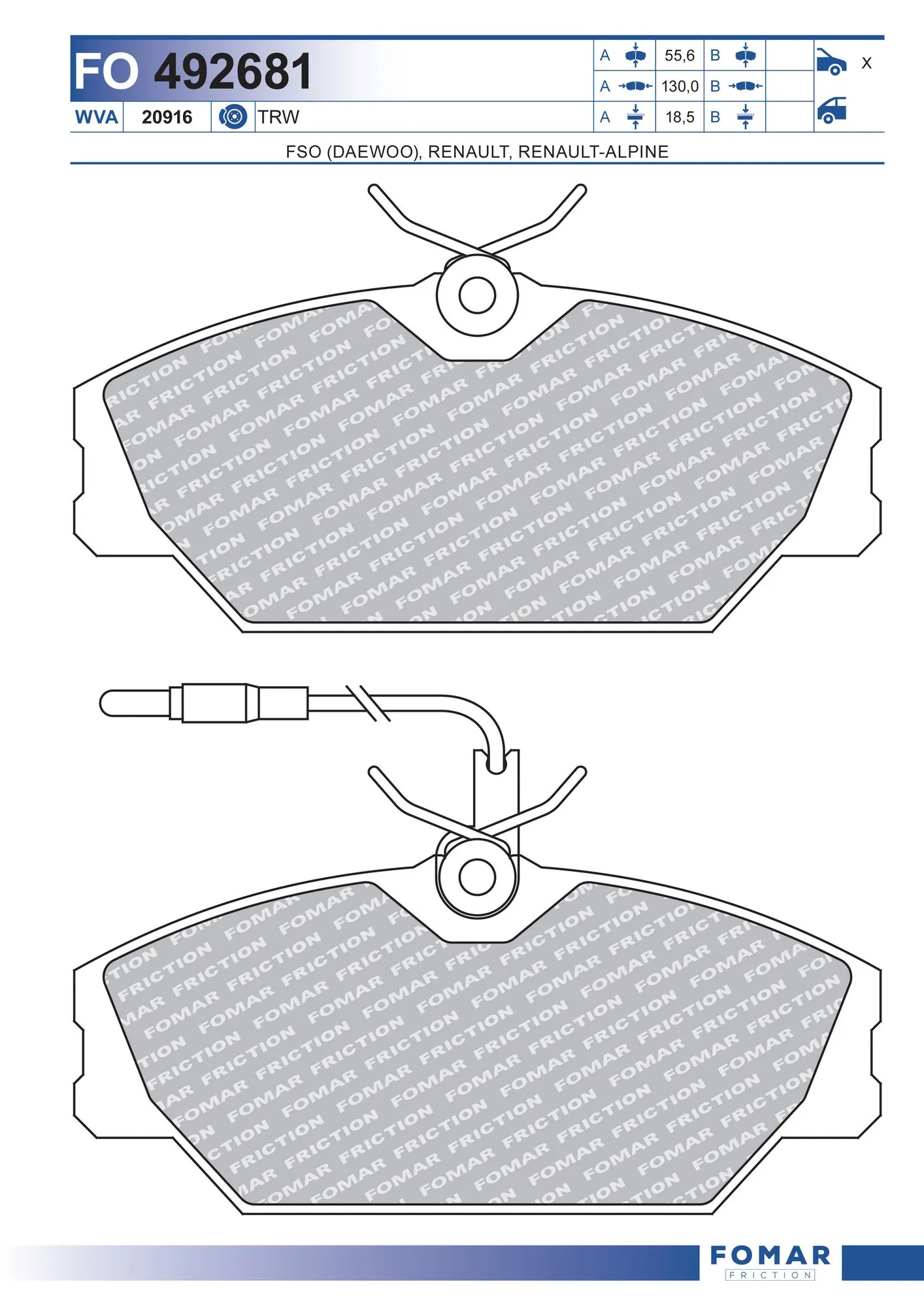 Brake Pad Set, disc brake FO 492681