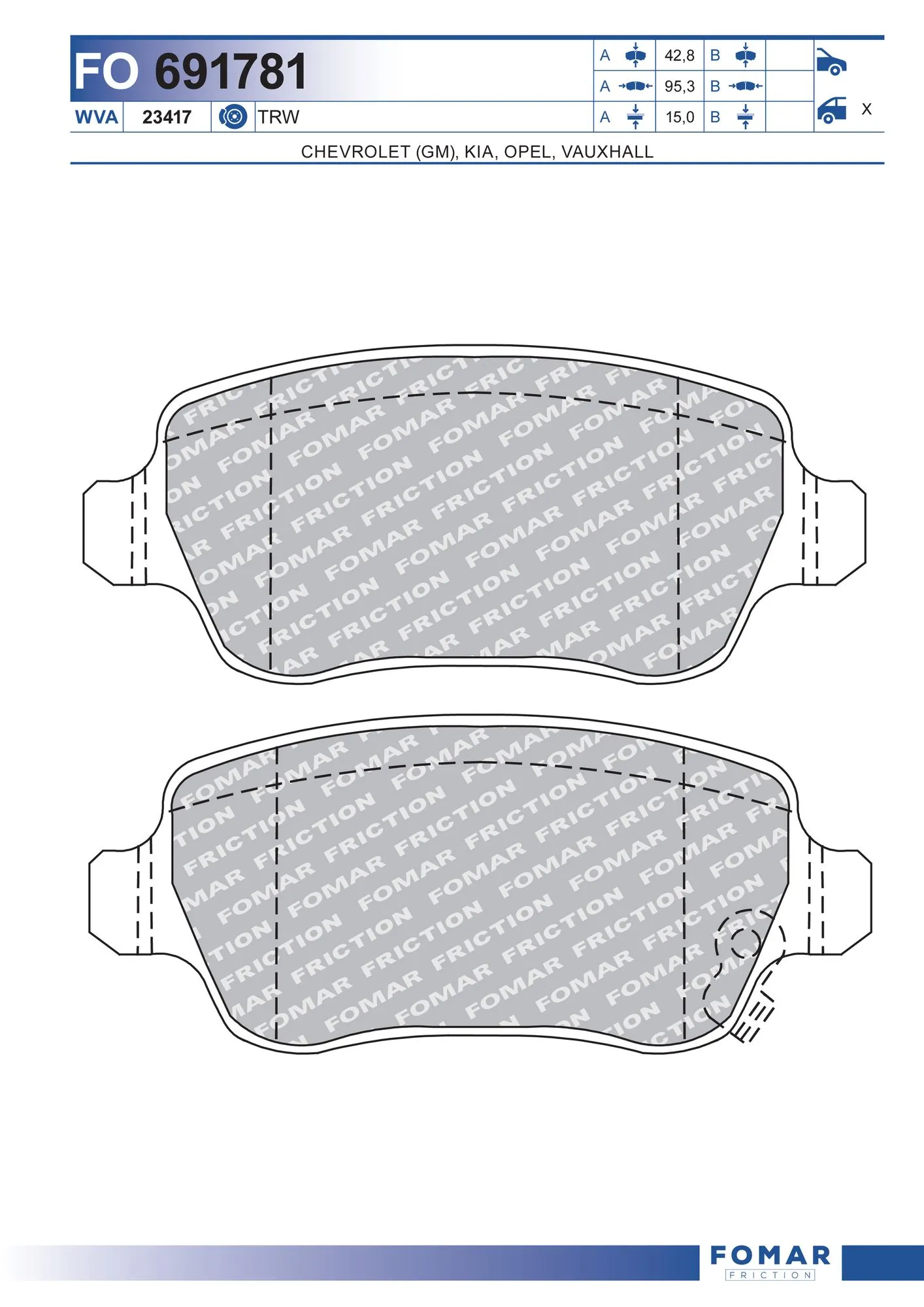 Brake Pad Set, disc brake FO 691781