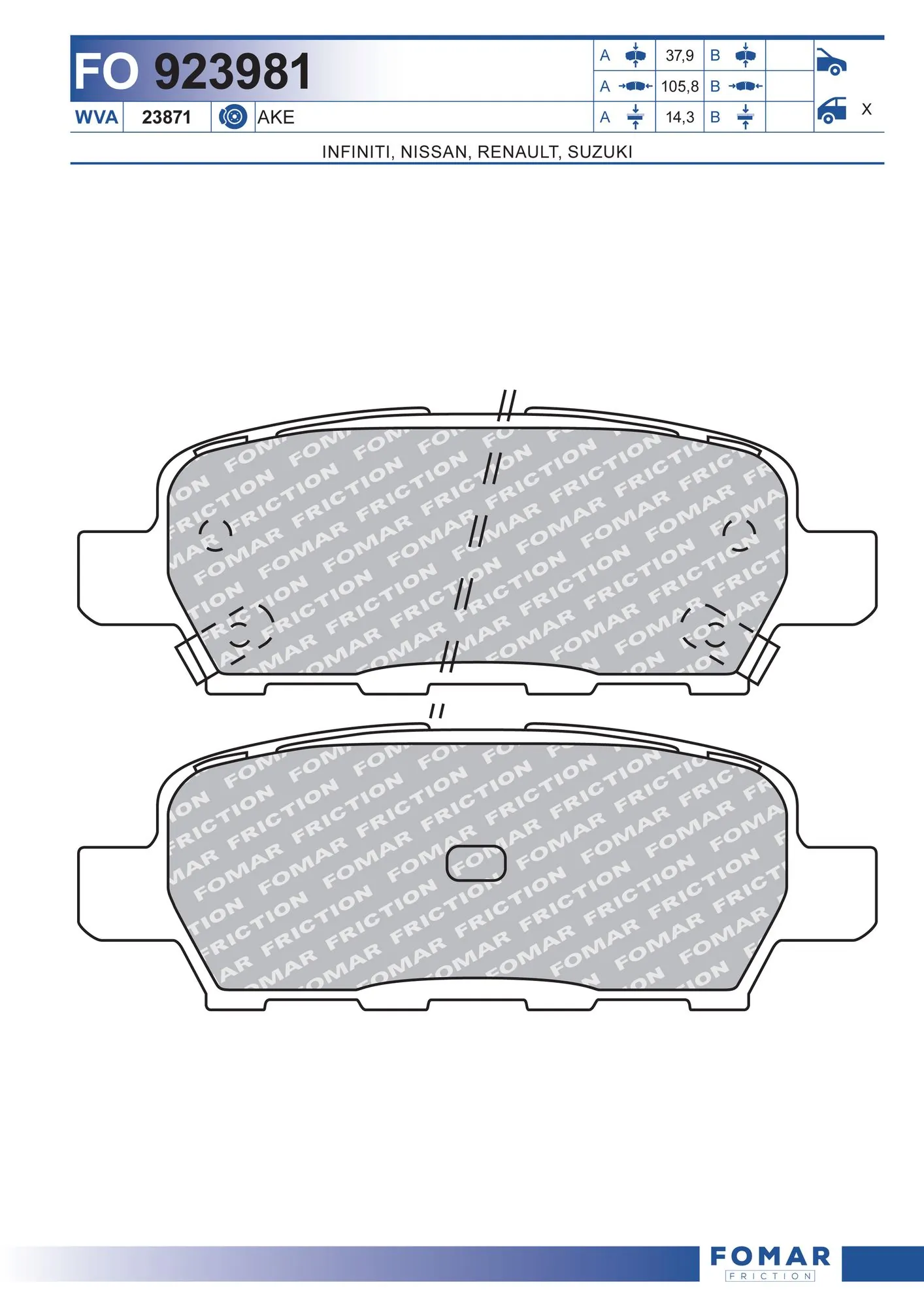 Brake Pad Set, disc brake FO 923981