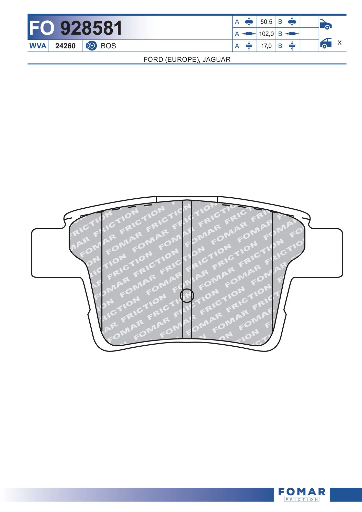 Brake Pad Set, disc brake FO 928581