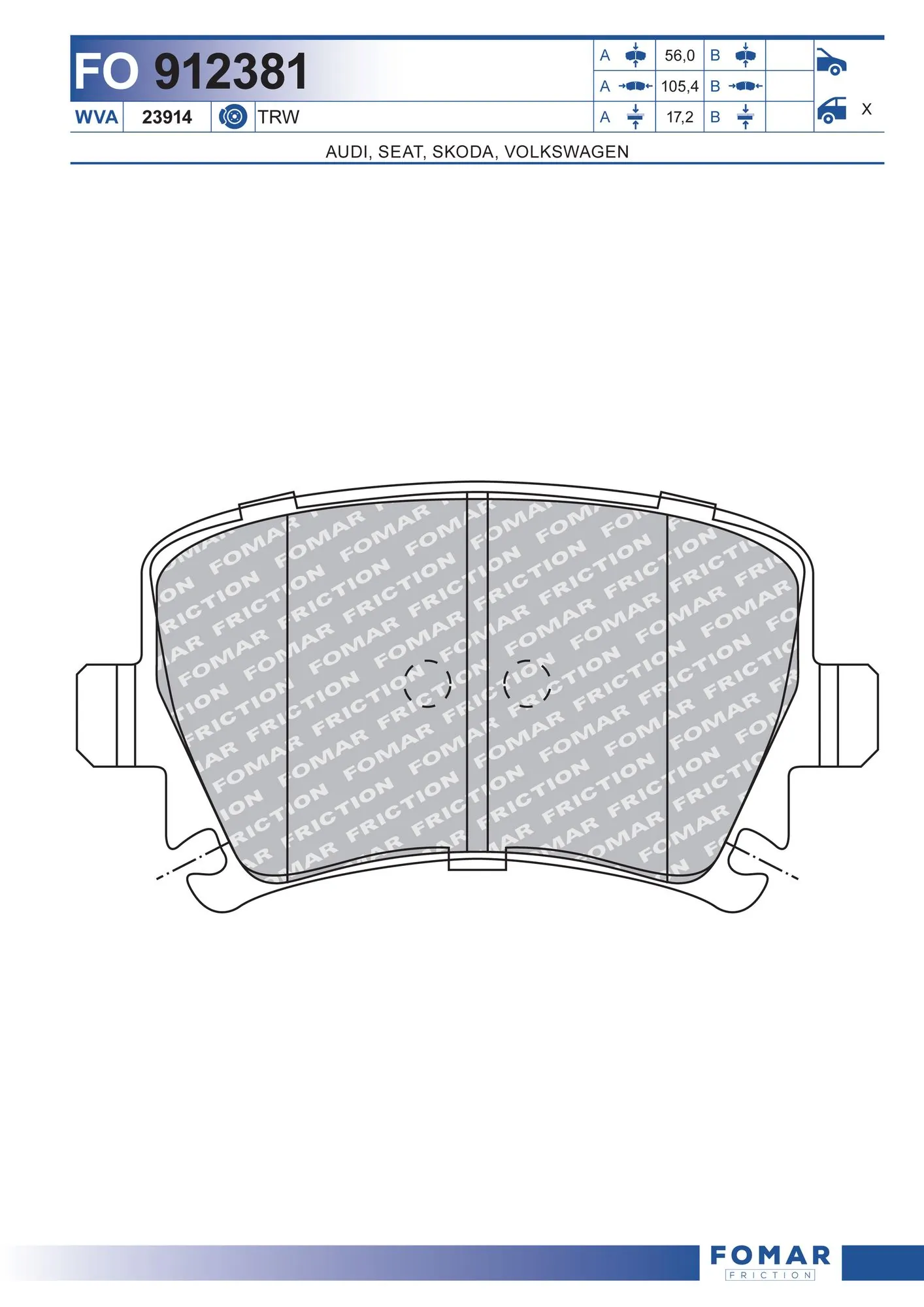 Brake Pad Set, disc brake FO 912381