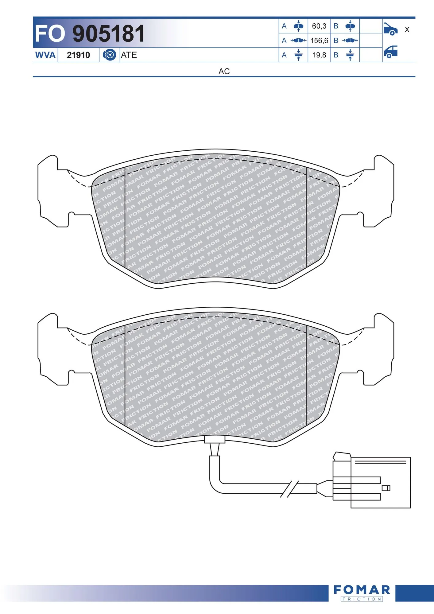 Brake Pad Set, disc brake FO 905181