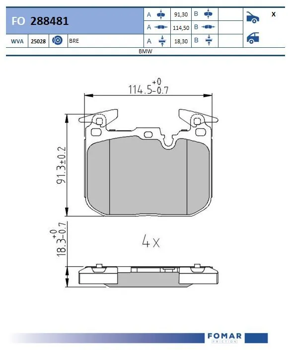 Brake Pad Set, disc brake FO 288481