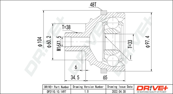 Joint Kit, drive shaft DP2110.10.1497