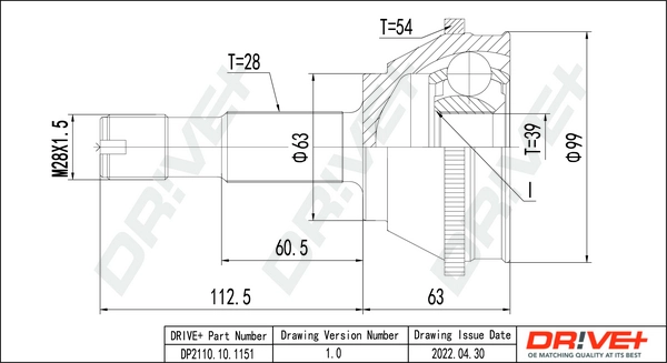 Joint Kit, drive shaft DP2110.10.1151