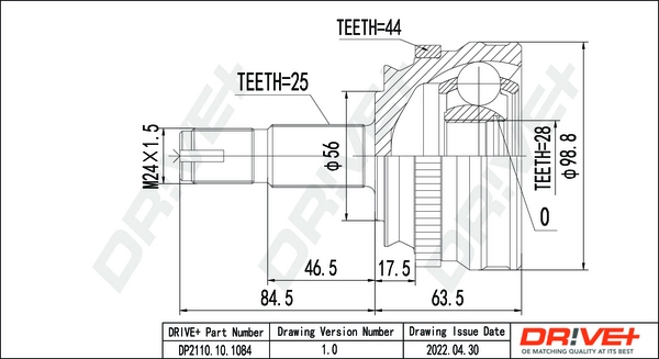Joint Kit, drive shaft DP2110.10.1084