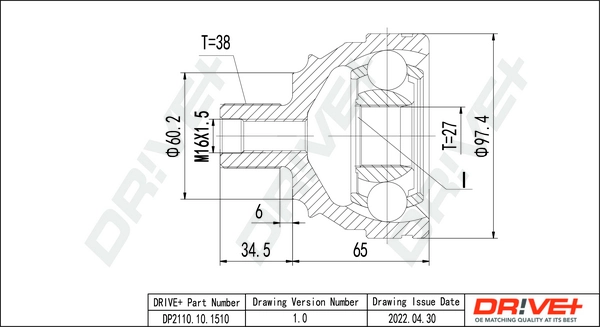 Joint Kit, drive shaft DP2110.10.1510