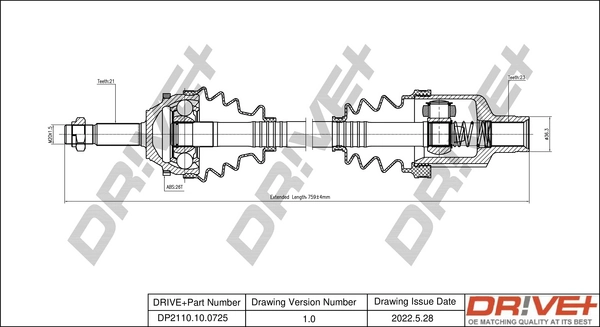 Drive Shaft DP2110.10.0725