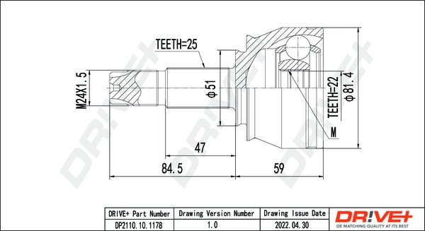 Joint Kit, drive shaft DP2110.10.1178
