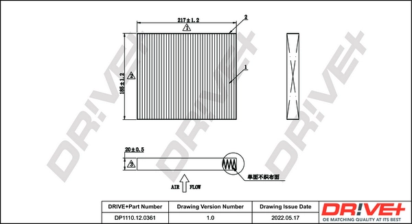 Filter, cabin air DP1110.12.0361