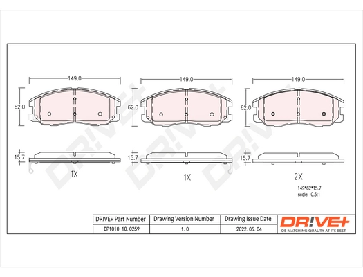 Brake Pad Set, disc brake DP1010.10.0259