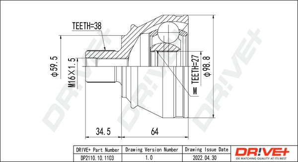 Joint Kit, drive shaft DP2110.10.1103