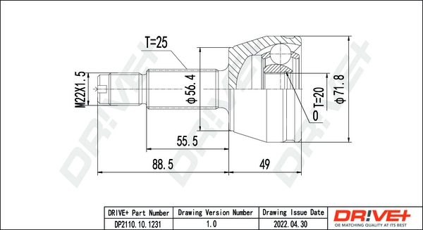 Joint Kit, drive shaft DP2110.10.1231