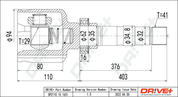 Joint Kit, drive shaft DP2110.10.1631