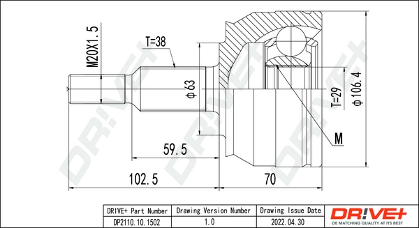 Joint Kit, drive shaft DP2110.10.1502