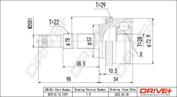 Joint Kit, drive shaft DP2110.10.1379
