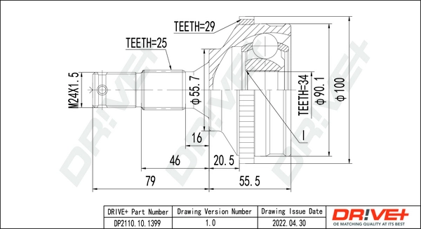 Joint Kit, drive shaft DP2110.10.1399
