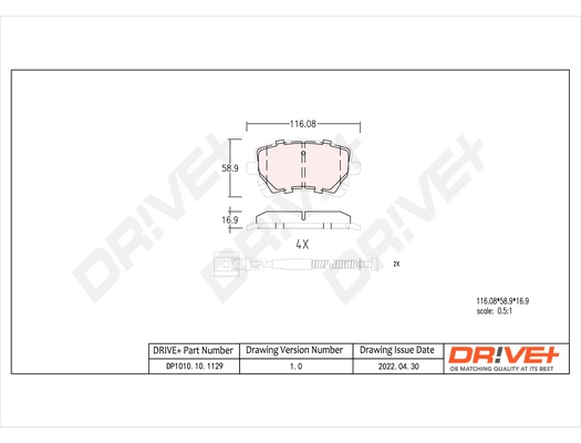 Brake Pad Set, disc brake DP1010.10.1129