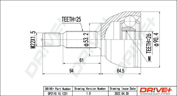 Joint Kit, drive shaft DP2110.10.1221