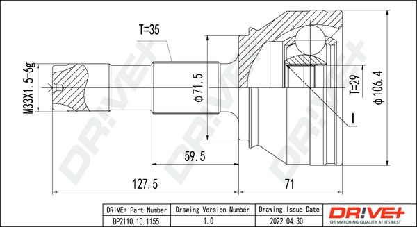 Joint Kit, drive shaft DP2110.10.1155