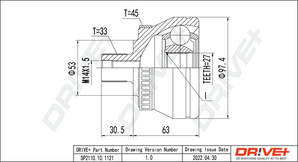 Joint Kit, drive shaft DP2110.10.1121