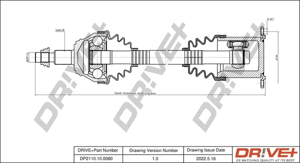 Drive Shaft DP2110.10.0080