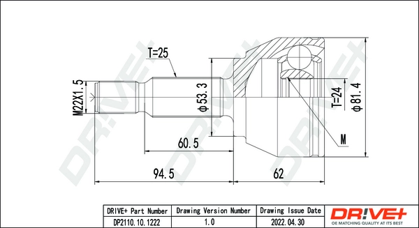 Joint Kit, drive shaft DP2110.10.1222
