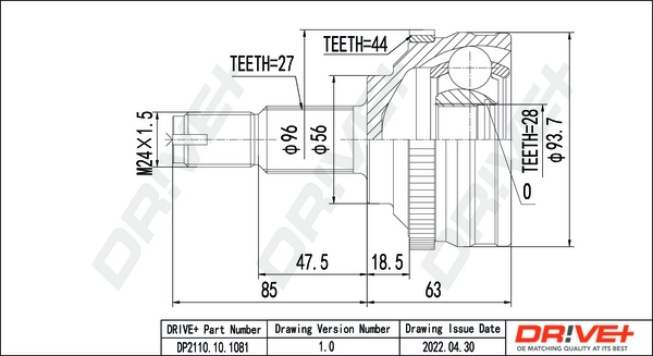Joint Kit, drive shaft DP2110.10.1081